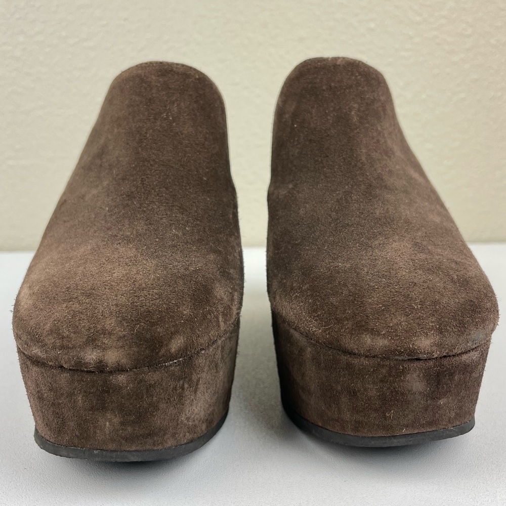 ROBERT CLERGERIE Women's 8 B Brown Suede Platform Mule Wedge Heels Slip On Leath - Picture 8 of 12